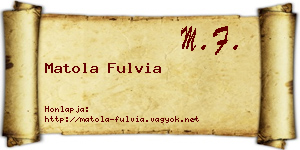 Matola Fulvia névjegykártya